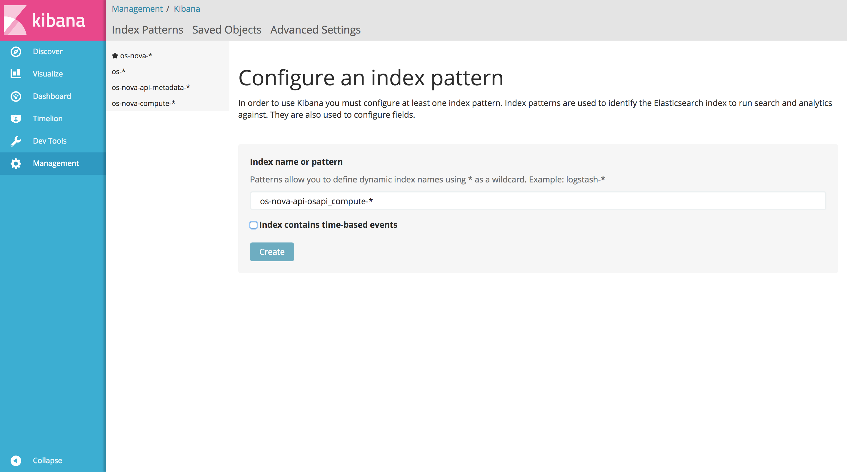create index pattern
